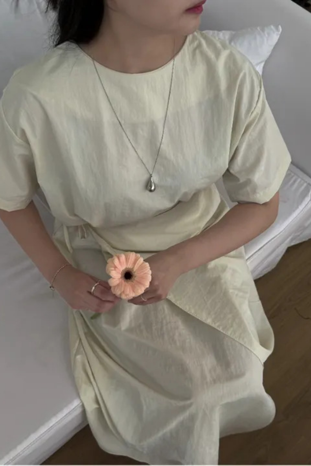 [고퀄/체형커버]바스락 랩롱원피스 허리끈 랩원피스 하객룩 데일리룩 반팔원피스 3color